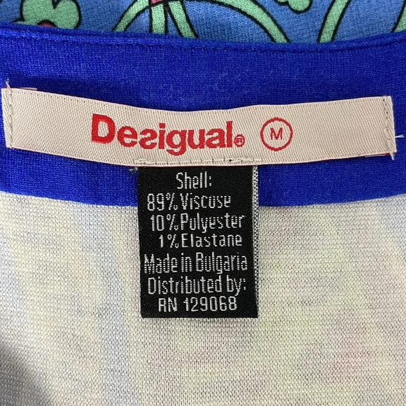 Desigual Octubre Blue Sheath Midi dress Sleeveless Multi Colour Print Medium - Picture 5 of 10